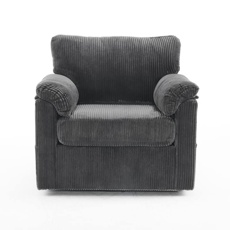 33 Inch Oversized Swivel Corduroy Lounge Chair - Grey Chenille Single Sofa Chair for Various Spaces