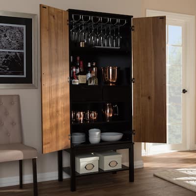 Mid-Century Two-Tone Wine Cabinet by Baxton Studio