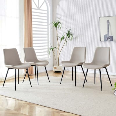 Modern Dining Room Kitchen Dining Chair with Black Metal Legs