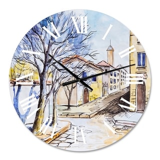 Designart 'White House In Summer VIllage' Traditional wall clock