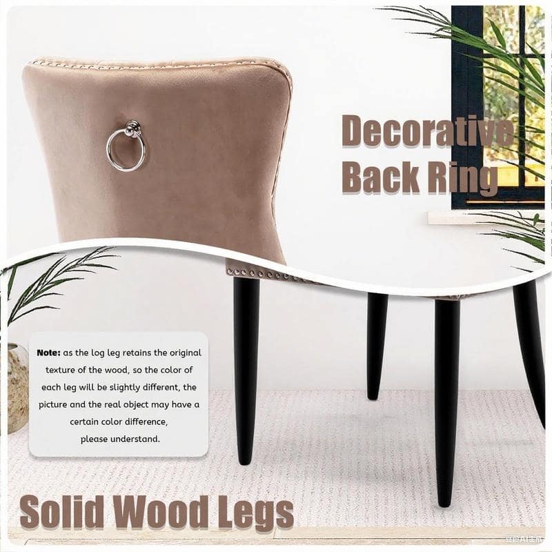 High-end Tufted Velvet Upholstered Nailhead Dining Chair Set of 4