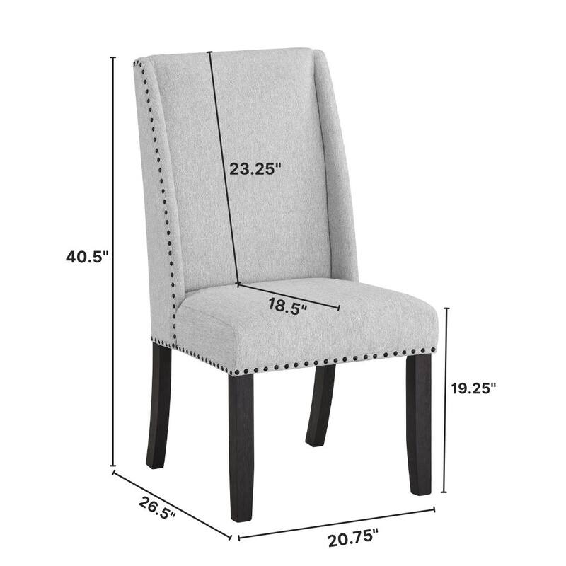 Modern 2 Piece Fabric Dining Chair Set with Matte Black Nailhead Trim, Upholstered for Dining Kitchen Bedroom Living Room