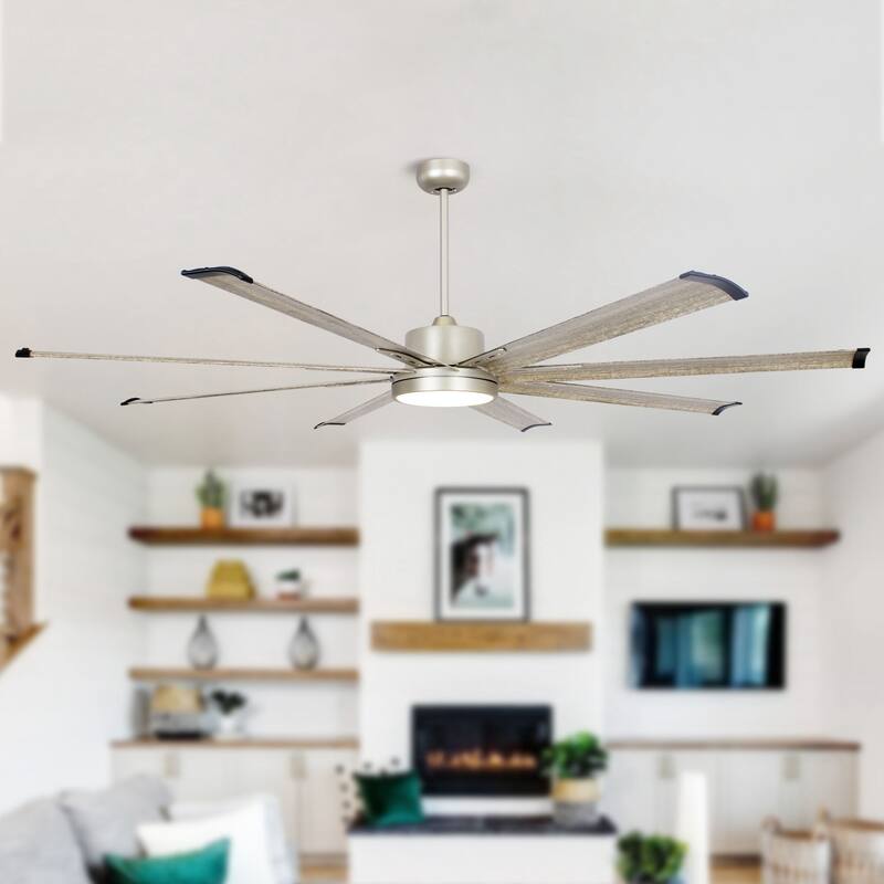 72 in. Integrated LED Nickel Ceiling Fan with Remote Control and Light - 72" W x 72"D x 14" H