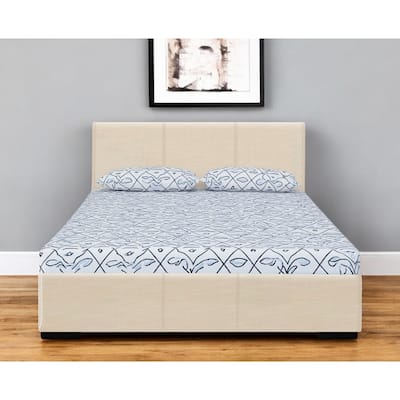 HomeRoots Beige Faux Leather Full Bed Frame
