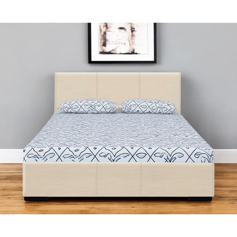 HomeRoots Beige Faux Leather King Bed Frame - King