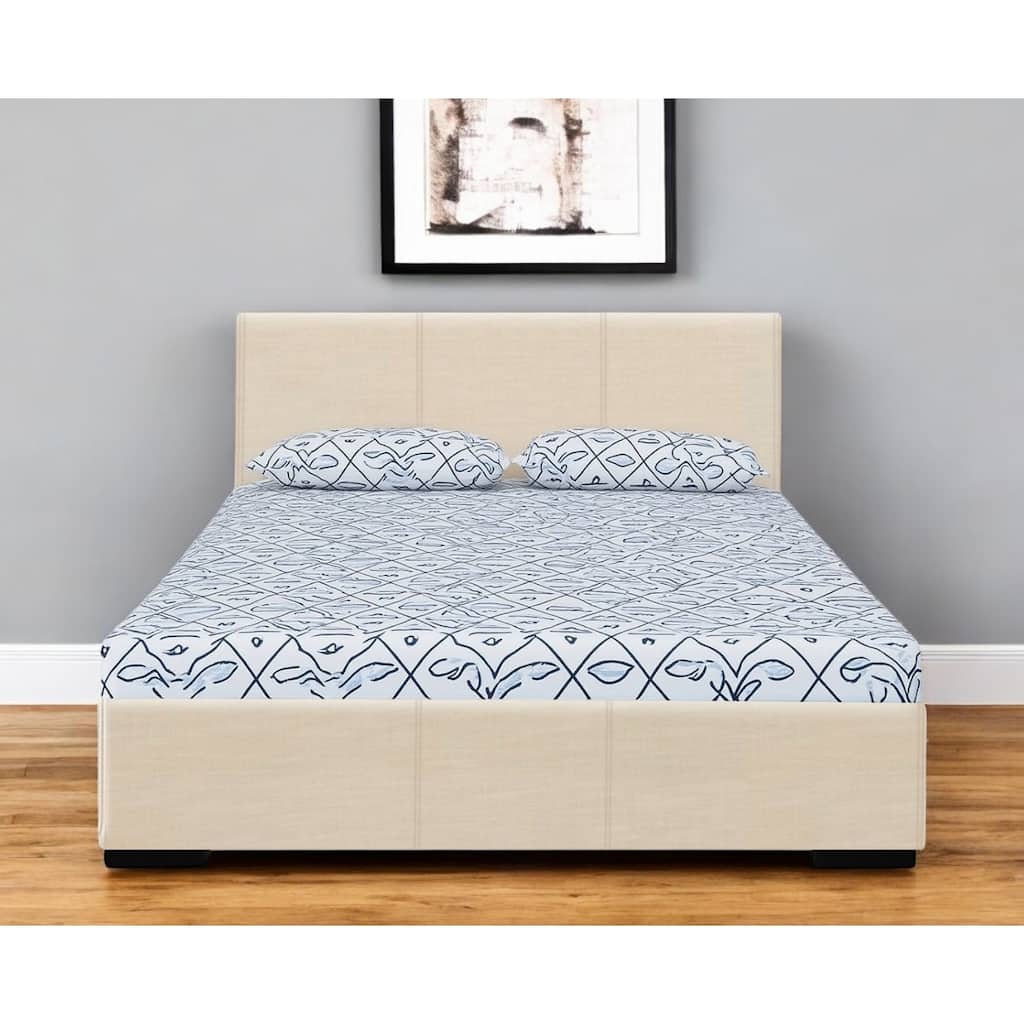 HomeRoots Beige Faux Leather King Bed Frame