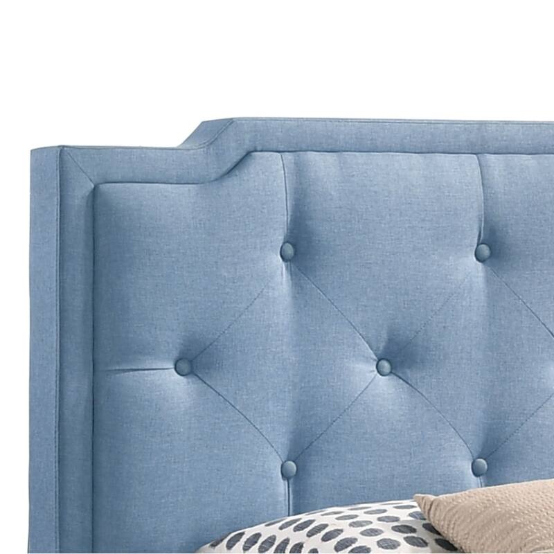Upholstered Tufted Adjustable Twin Panel Bed - 81" - Blue