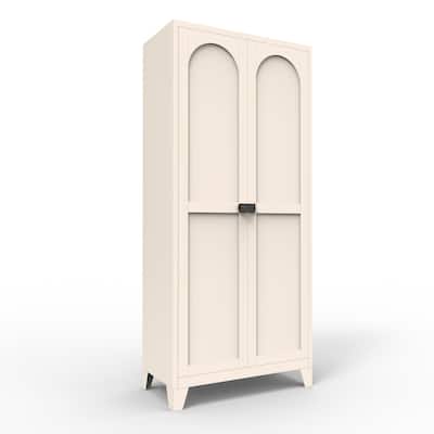 71" 2 Shapely Door Cabinet With Lock, Metal Storage Cabinet with Doors and Adjustable Shelves, for Kitchen Bedroom Living Room