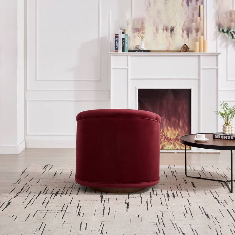 Swivel Accent Chair, 360-degree Swivel Barrel Chair with Teddy Upholstery, Comfy Pumpkin-Shaped Swivel Chair