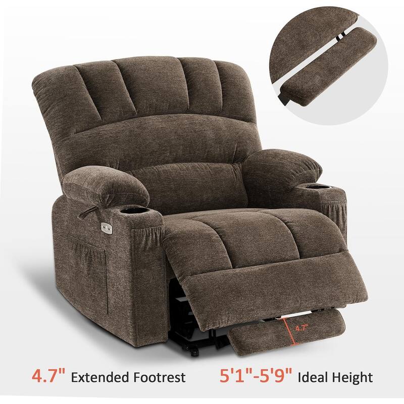 MCombo Recliner Chair Sofa with Massage and Heat, Fabric R7096 (Medium-Wide)