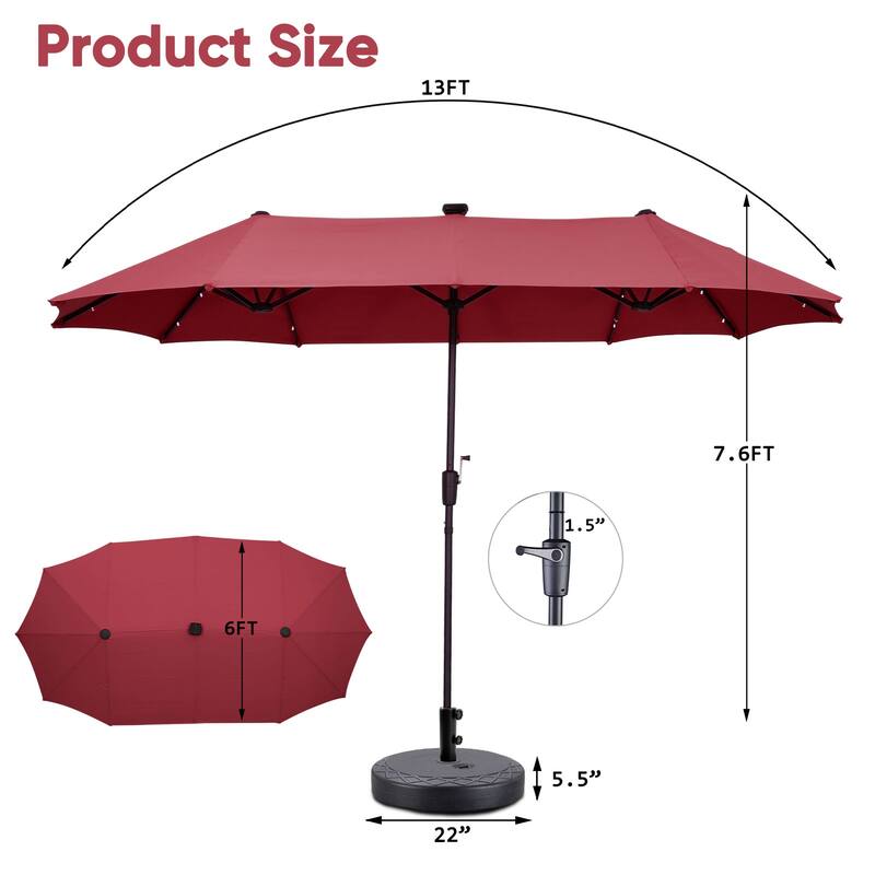 Autlaycil 13 ft Patio Umbrella with Crank Outdoor Umbrella with Base