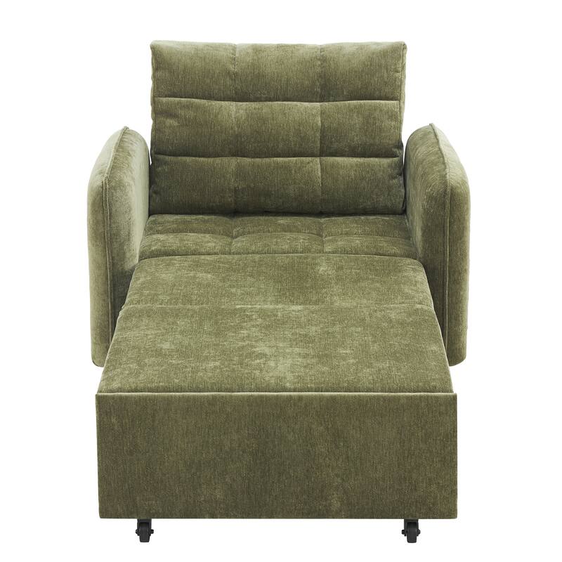 3-in-1 Multi-functional Tufted Chenille Lounge with Storage Space by Harper&Bright Designs