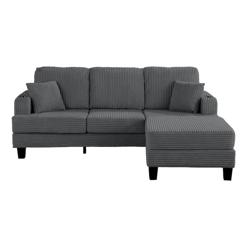 Modern Fabric 3-piece Sectional Sofa Set with Loveseat and Storage Ottoman