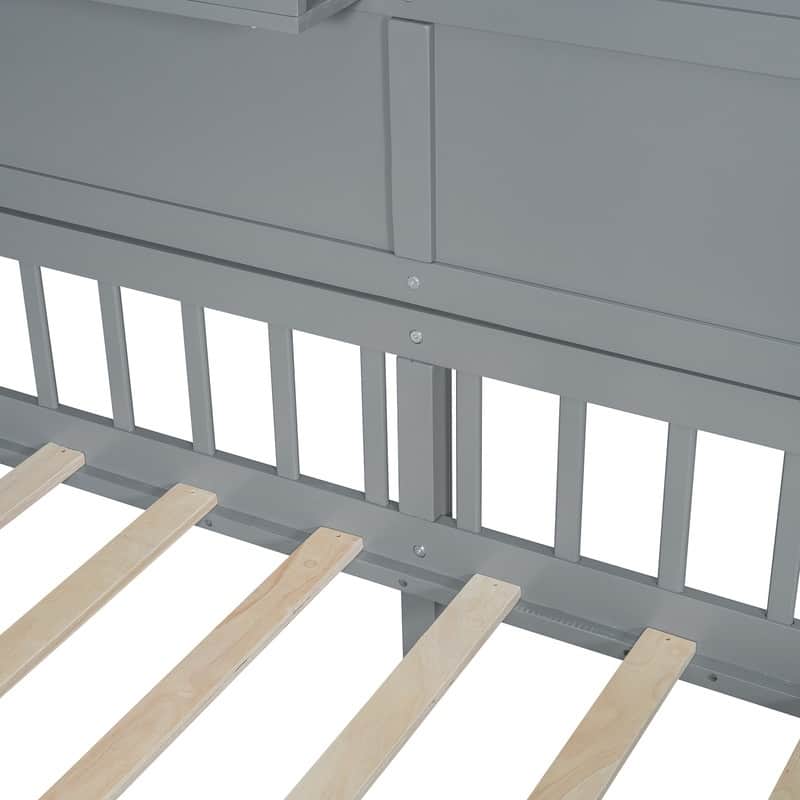 Twin Size House Bed with Shelves, House Bed with Window and Sparkling Light Strip on the Roof