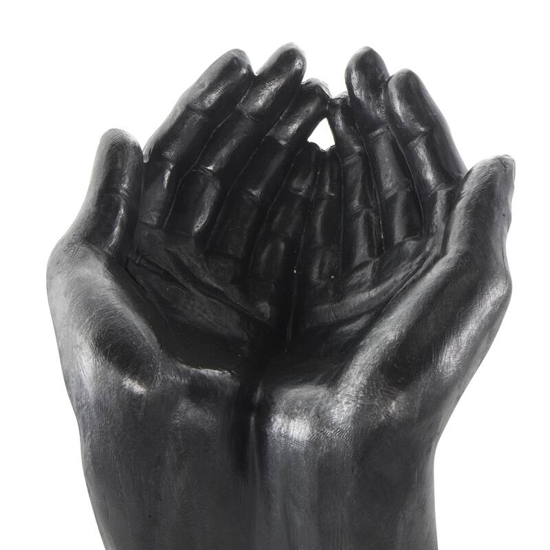 Polystone Hands Open Decorative Sculpture - Black - Roche River Decor