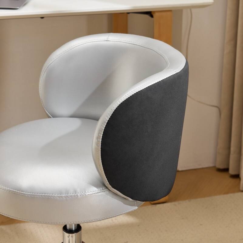 Modern PU Swivel Chair Armless Adjustable Rolling Office Desk Chair with Wheels and Backrest Support - N/A