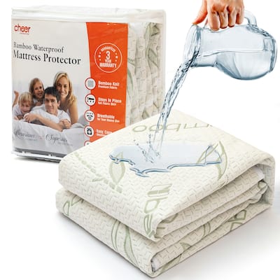 Cheer Collection Waterproof Bamboo Mattress Protector - White