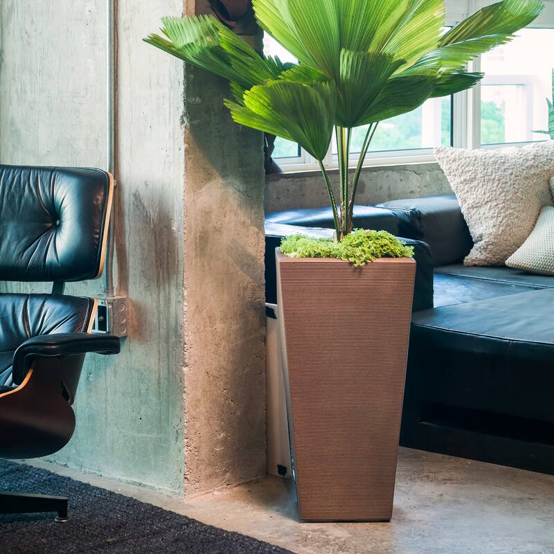 Bowery Indoor Outdoor Square Tall Plant Pot with Sand Cavity