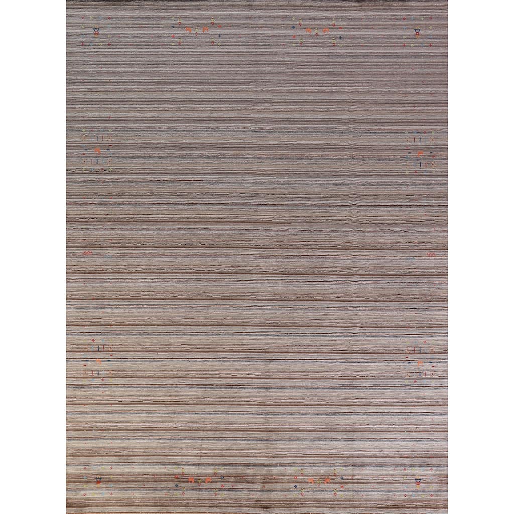 Hand Knotted Oriental 100% Wool Carpet Tribal Tribal Multi-Colored Gabbeh Area Rug - 12' 3'' X 9' 2''