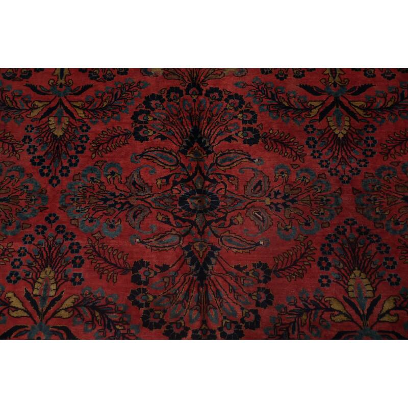 Hand Knotted Oriental 100% Wool Carpet Traditional Floral Pink Sarouk Area Rug - 13' 3'' X 10' 3''