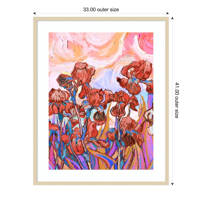 Floral paint by Mathieu Jeuf Wood Framed Wall Art Print