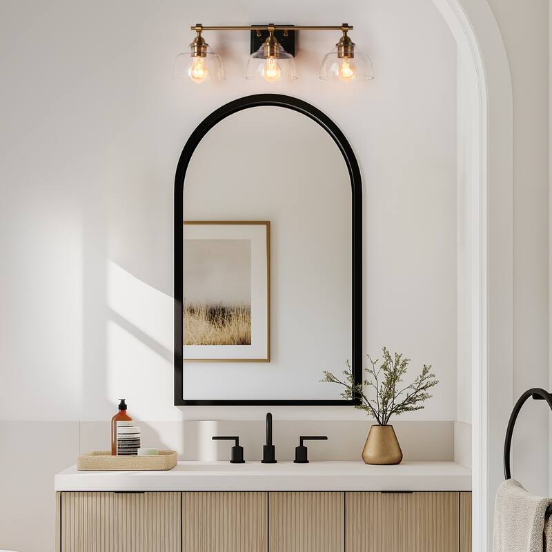 Modern Farmhouse 1/3/4-Light Gold Black Bathroom Vanity Light Glass Wall Sconces
