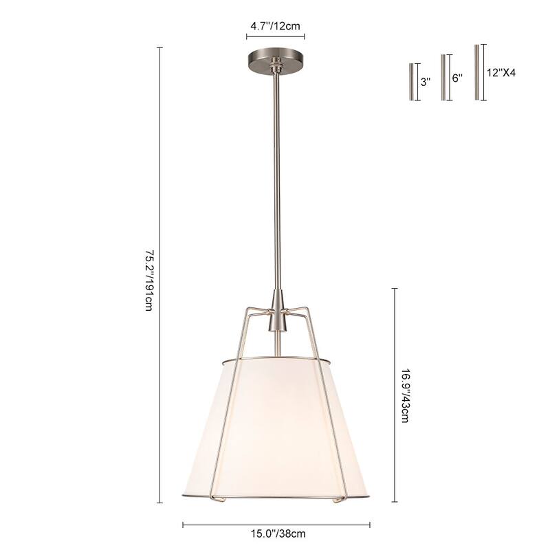 Mid Century 4-Light Conical Fabric Shade Lantern Pendant Ambient Light