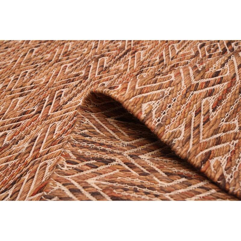 ECARPETGALLERY Braid weave Sienna Brown Wool Rug - 5'0 x 7'7