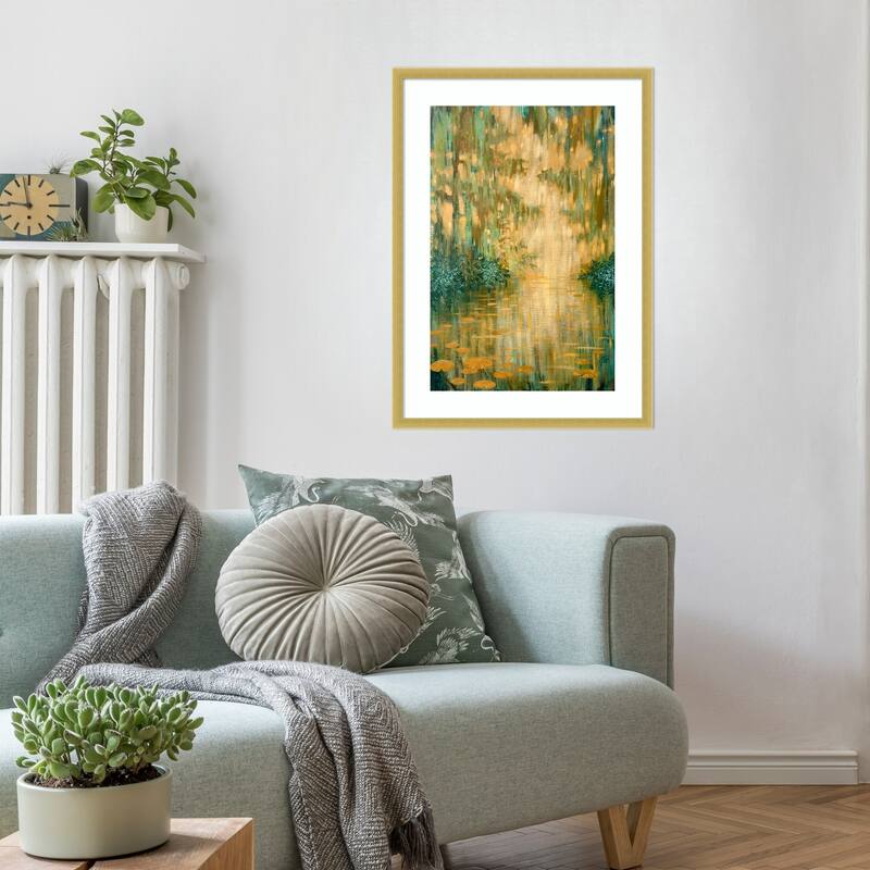 Mysterious Pond in the Thicket by Ekaterina Prisich Wood Framed Wall Art Print