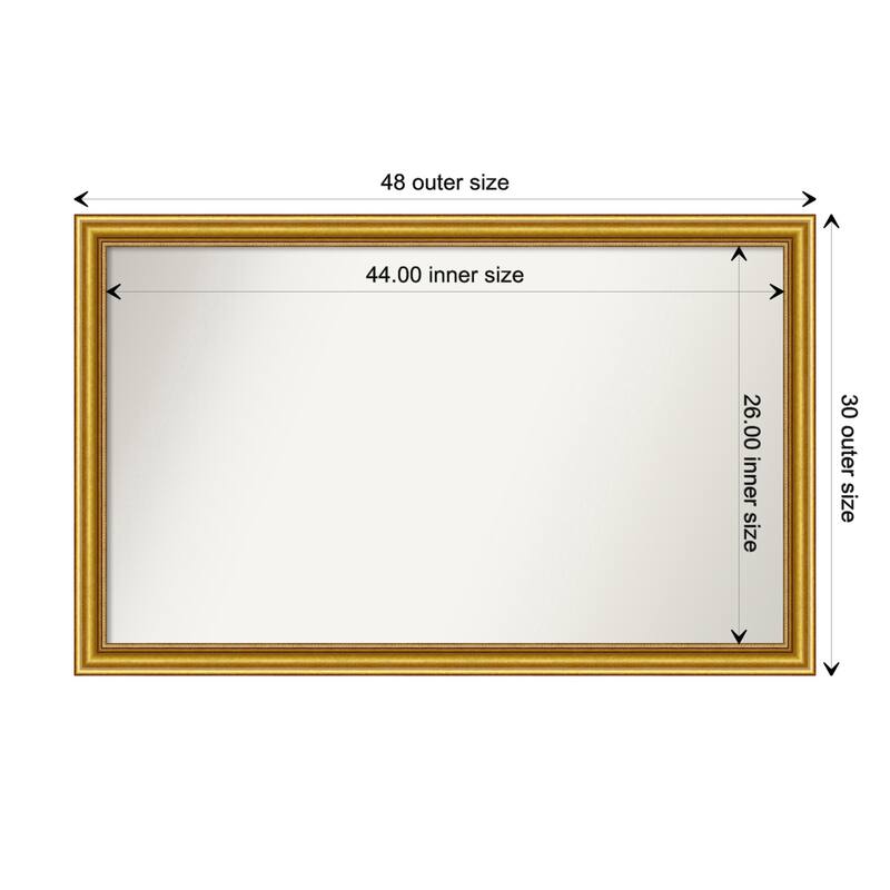 Townhouse Gold Framed Non-Beveled Custom Wall Mirror, Bathroom Vanity Mirror - Outer Size: 47.75 x 29.75