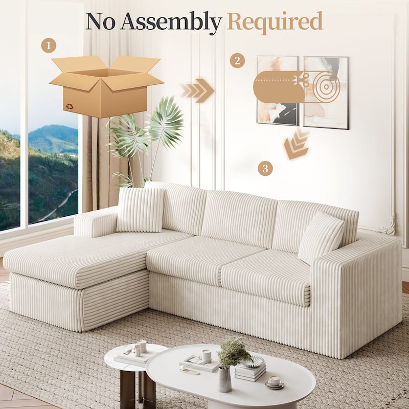 Futzca No-Assembly Modular Sofa, Corduroy Couch with High-Density Foam