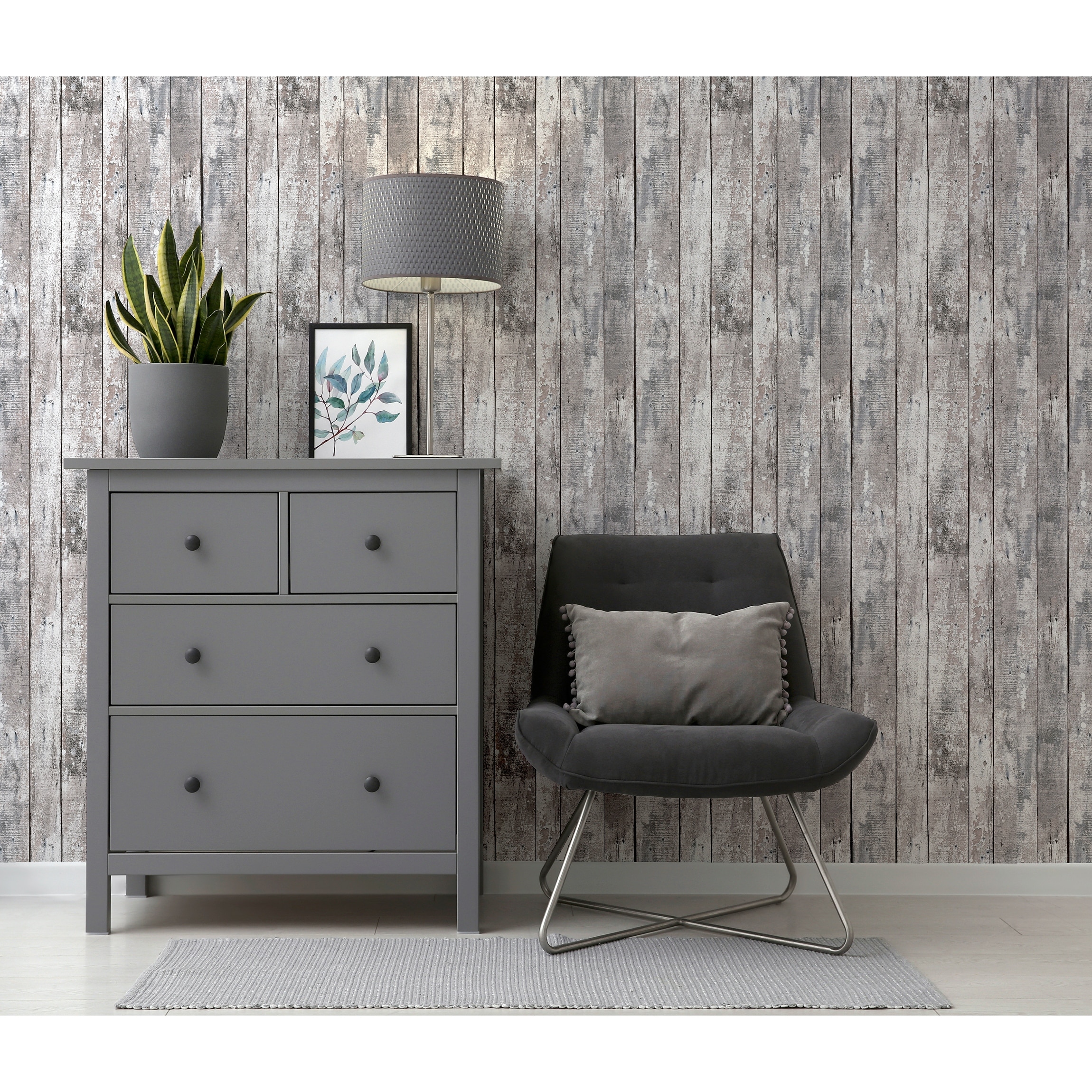 Odell Grey Wood Wallpaper - 20.8 in. W x 33 ft. L