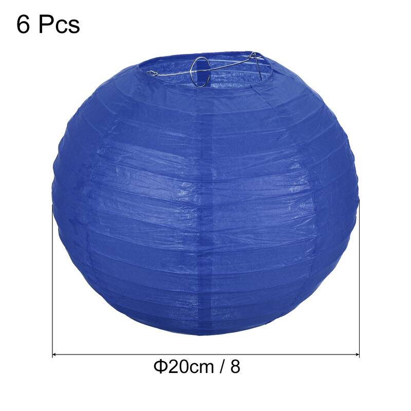 6pcs 8 Inch Folding Hanging Paper Lanterns for Wedding Home Party - Blue