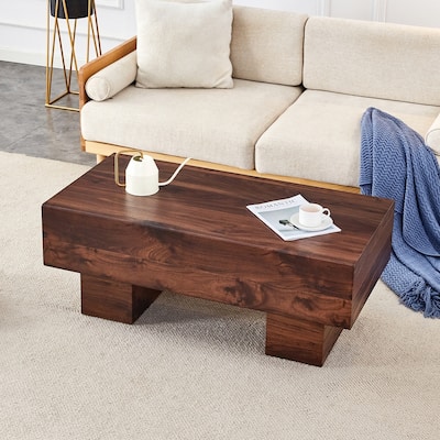 Rectangular Coffee Table Classic Wooden End Table Coffee Table with Textured Stickers Living Room Center Table