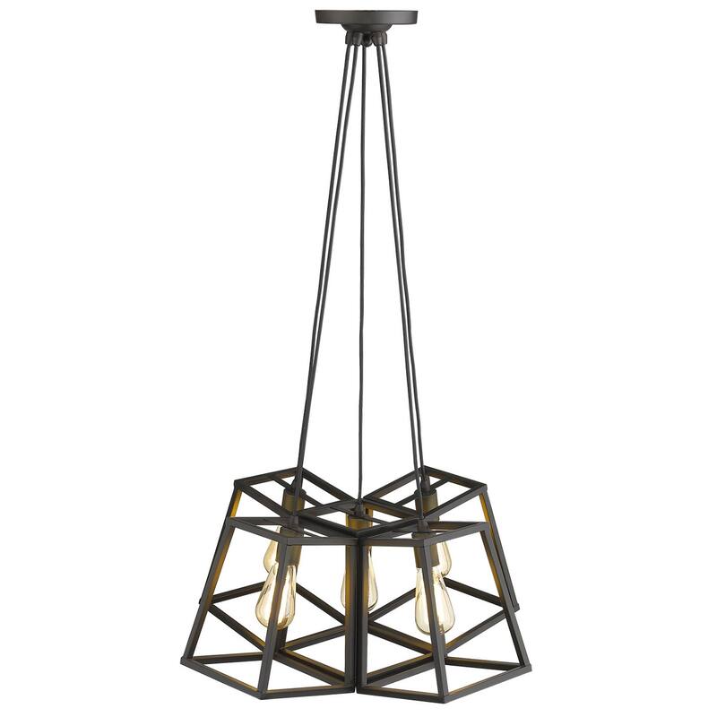 HomeRoots Bronze Lantern Five Light Metal Dimmable Chandelier - 16' X '13.5' X '27.5