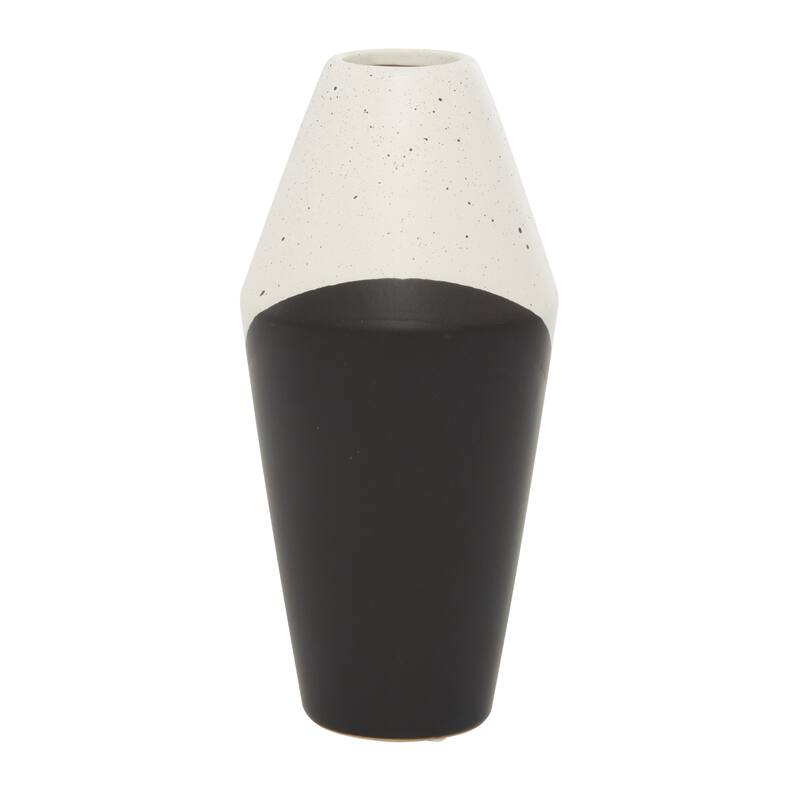 Black Ceramic Handmade Color Block Speckled Decorative Vase