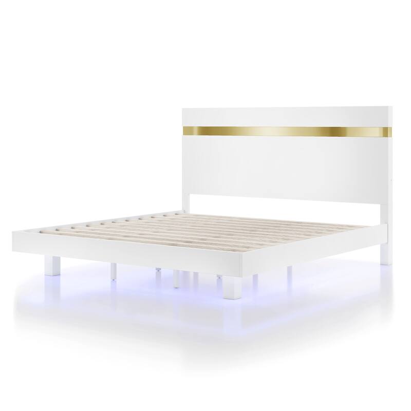 Furniture of America Halifax Modern 3-Piece Wood Platform Bedroom Set with Underbed LED