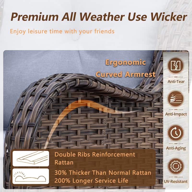 11 Piece Rattan Wicker Outdoor Patio Furniture with Swivel Chairs Set