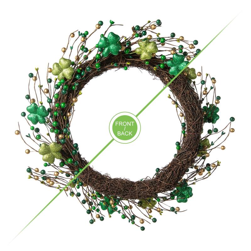 Glitzhome 20"D St. Patrick's Shamrock Berry Wreath