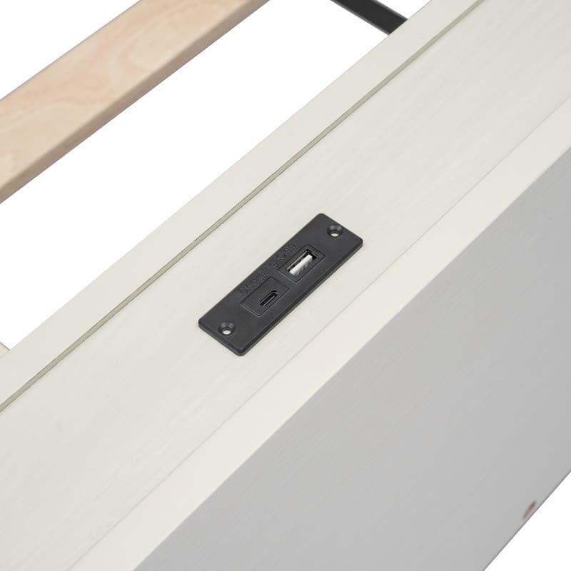 Modern Design Wooden Twin Size Platform Bed Frame with USB Ports