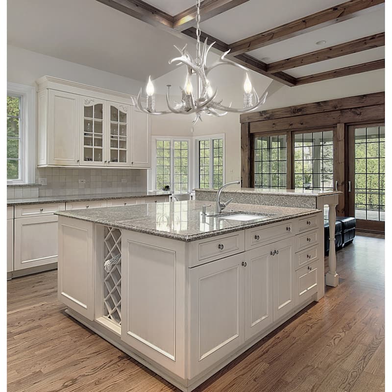 Apollo 26" Adjustable Resin Antler 4-Light LED Chandelier, by JONATHAN Y
