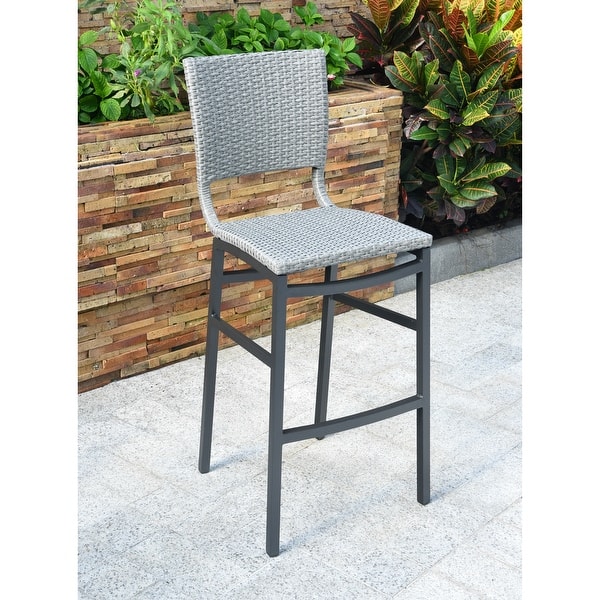 slide 2 of 2, International Caravan Resin Wicker Bar-height Barstool (Set of 2) Grey