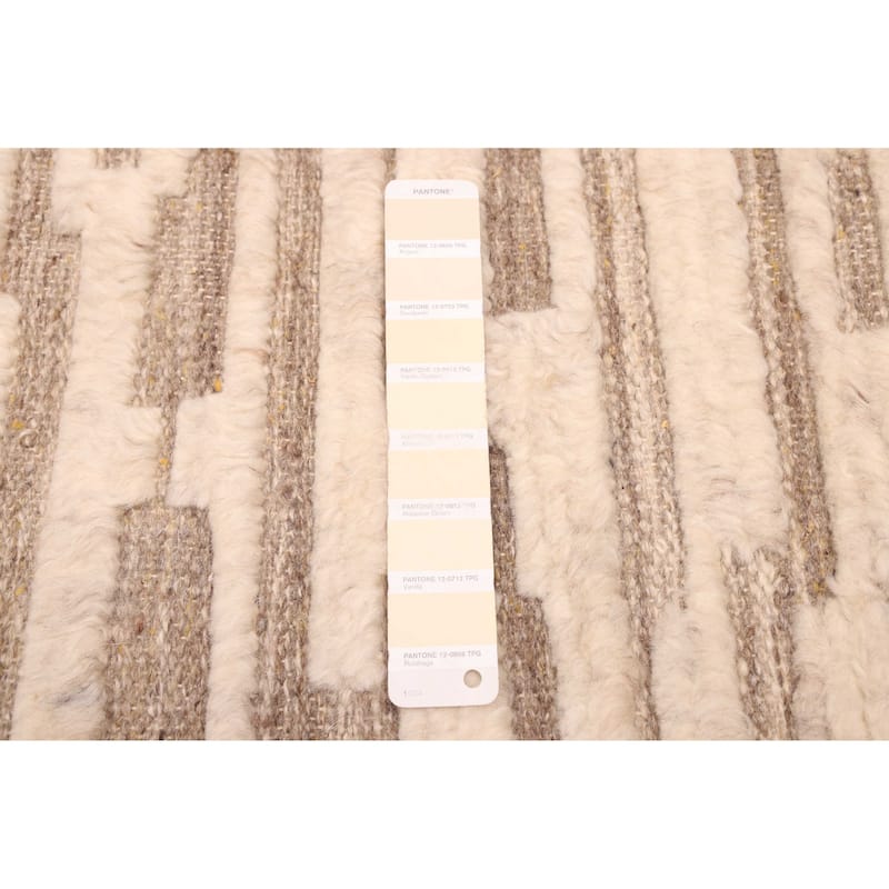 ECARPETGALLERY Hand-knotted Looma Cream, Taupe Wool Rug - 8'0 x 10'0