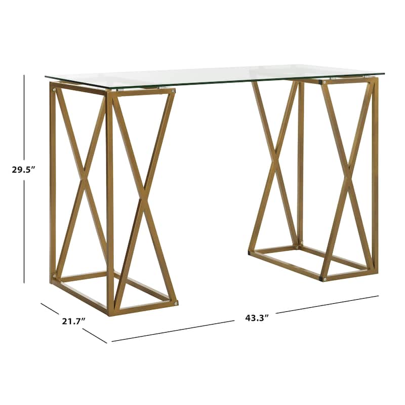 Silver Manilla Orchid Gold Glass Top Desk