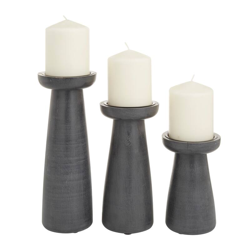 CosmoLiving by Cosmopolitan Wood Modern Candle Holder Set of 3 - S/3 10", 8", 6"H