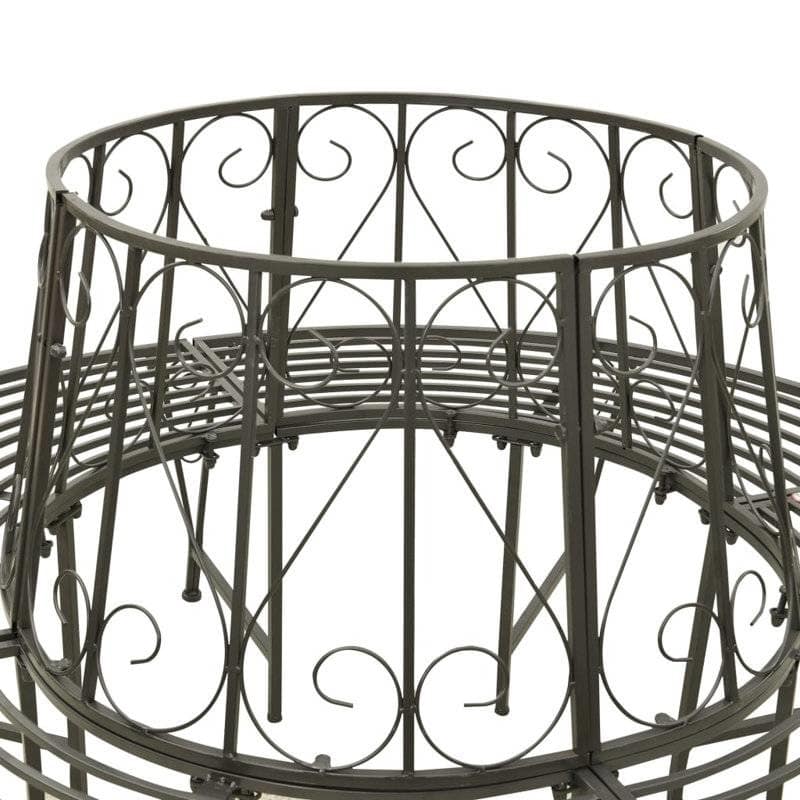 Grey Steel Circular Tree Bench Wrap Outdoor Seating for Garden - 35 H X 63 W X 63 D (inches)