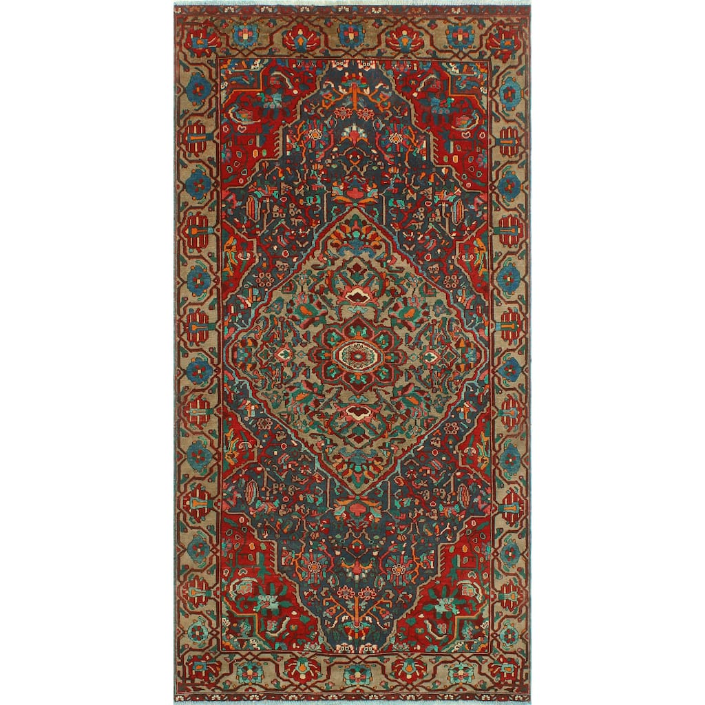 Fine Vintage Distressed Peter Navy/Beige Runner - 4'10" x 9'9"