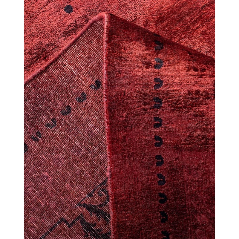 Overton Hand Knotted Wool Vintage Inspired Modern Contemporary Overdyed Red Area Rug - 12' 2" x 15' 3"