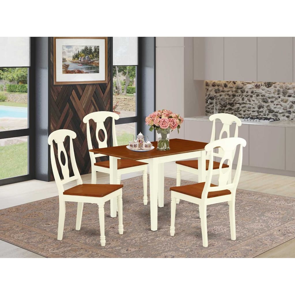 5-Piece Buttermilk and Cherry Solid Wood Top - Dining Room Set - Seats 4