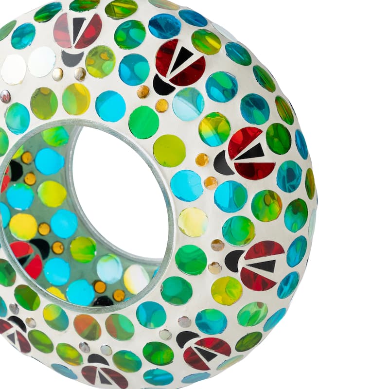 Glitzhome Round Hanging Multi-Color Mosaic Birdfeeder